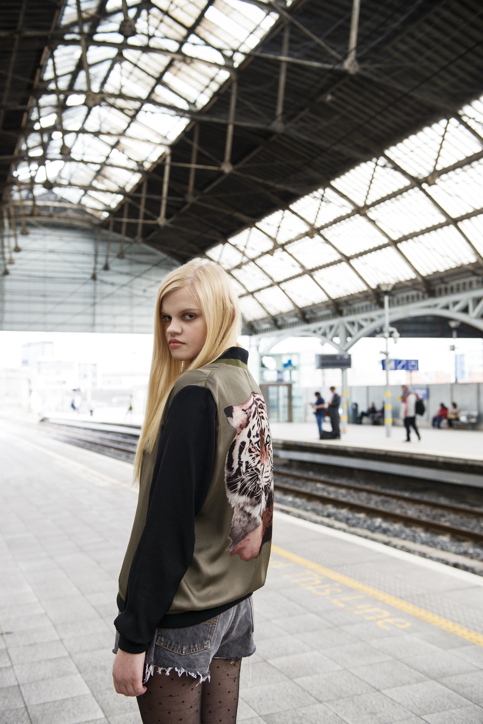 Fashion editorial at train station